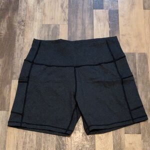 KKB XXL Gray Black Biker Shorts High Waist w/ Pockets Nylon Blend Athletic